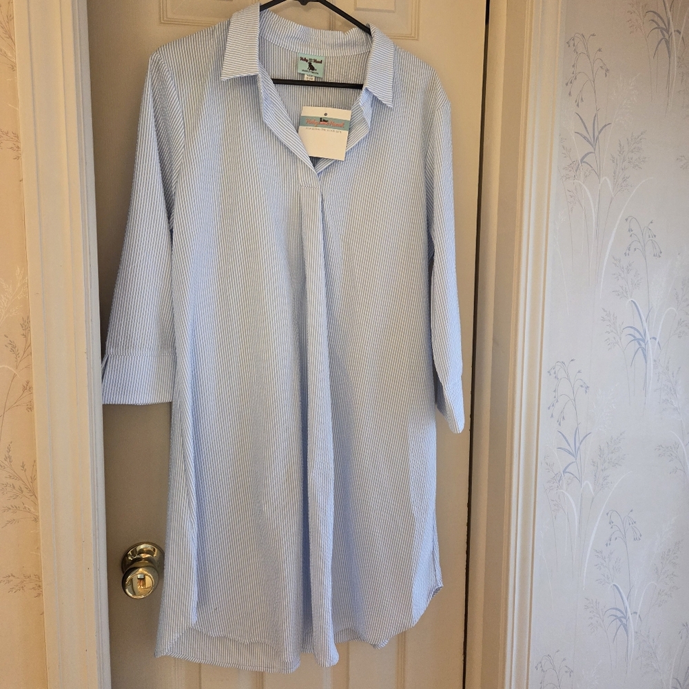 Haley And The Hound Blue Striped Shirt Dress